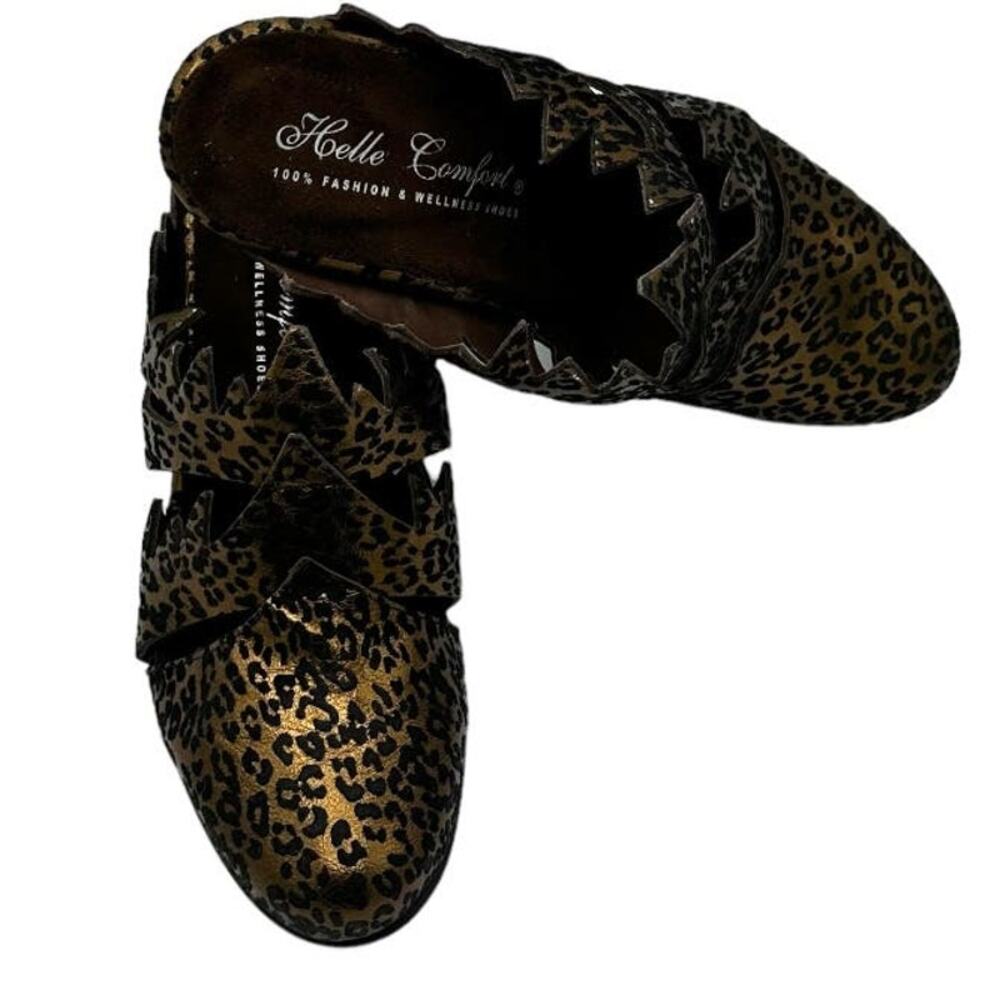 HELLE COMFORT Bronze Animal Print Slip on Shoes Size 6.5/7 Eu size 37